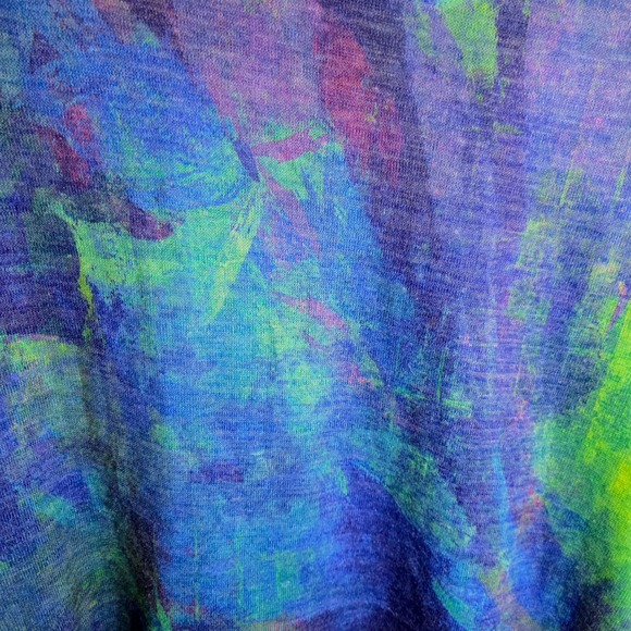 Soft Surroundings Colorful Sweater Top V-Neck Medium Blue Green Abstract - Picture 8 of 12